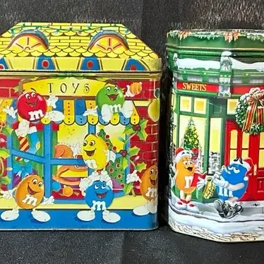 Vintage M&M's Christmas Tins & Bank – 4 Pieces