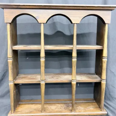 Vintage Wooden Wall Shelf With Arched Detail