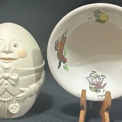 Mayer China Toyland Child's Bowl & Humpty Dumpty Bank