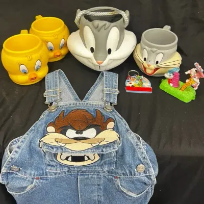 Vintage Looney Tunes Character Collection With Baby Taz Overalls