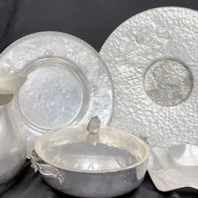 Vintage Decorative Aluminum Serveware Collection – 5 Pieces