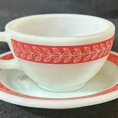 Vintage PYREX Pink Laurel Teacup & Saucer
