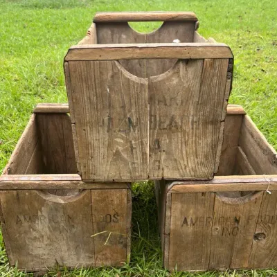 3 Vintage American Foods Inc. Wooden Crates