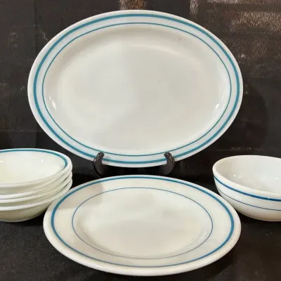 PYREX Aqua Blue Lined Dishes