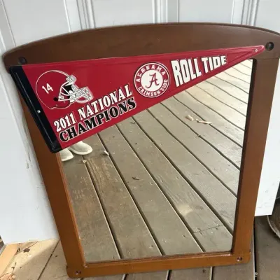 Wooden Mirror With Alabama Decal