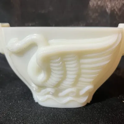 Vintage Milk Glass Swan Open Sugar Bowl