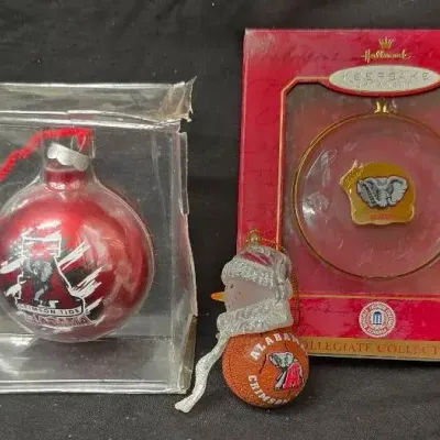 University of Alabama Crimson Tide Christmas Ornaments – Set of 3