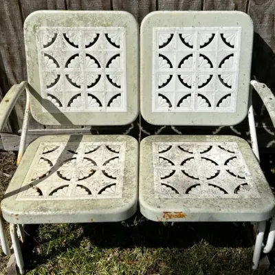 Vintage Two-Person Metal Patio Glider Bench - Stationary