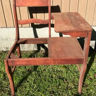 Vintage Wooden Telephone Table With Attached Chair - Project Piece