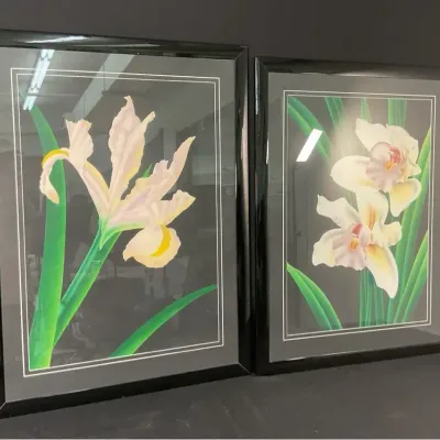 "IRIS I" and "Cymbidium I" Signed & Numbered Prints By Brian Davis Pochoir 
