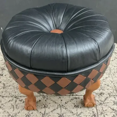 Stool Pigeons Leather Foot Stool 