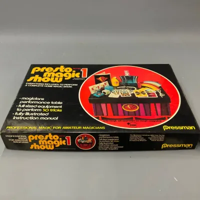 Sale Photo Thumbnail #206: Vintage 1970s Pressman Presto Magic Show Set No. 1 in its original box, featuring professional magic tricks for amateur magicians.