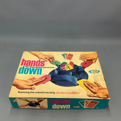 Sale Photo Thumbnail #112: Vintage 1964 Hands Down board game by Ideal, complete in original box showing light shelf wear.