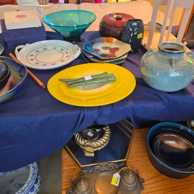 Sale Photo Thumbnail #25:  art glass bowls, ceramic vases, 