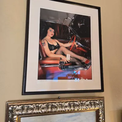 Sale Photo Thumbnail #43: Framed color photograph of a pin-up style portrait 