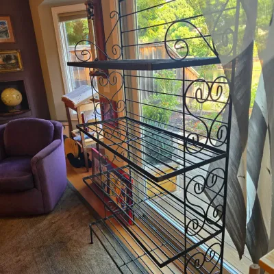 Sale Photo Thumbnail #92: Black wrought iron baker's rack