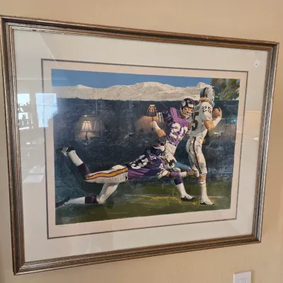 Sale Photo Thumbnail #33: Super Bowl 11 Print, signed.  Minnesota Vikings and Oakland Raiders players, 
