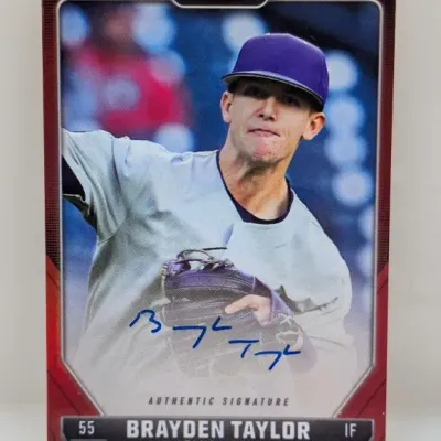 Pulse Authentic Signature trading card featuring Brayden Taylor (#55) of Tampa Bay, signed in blue ink.