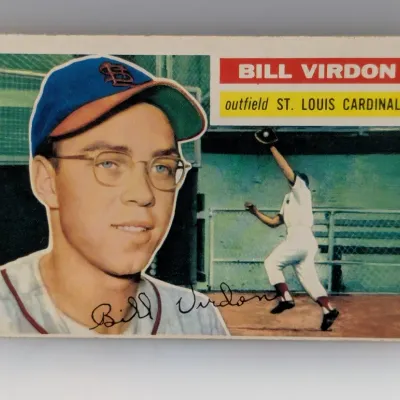 1956 Topps Bill Virdon #13 visual baseball card featuring the St. Louis Cardinals outfielder in good condition with minor corner wear.