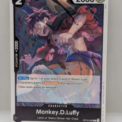 One Piece Card Game Monkey D. Luffy character card (OP16-095) in near-mint condition.