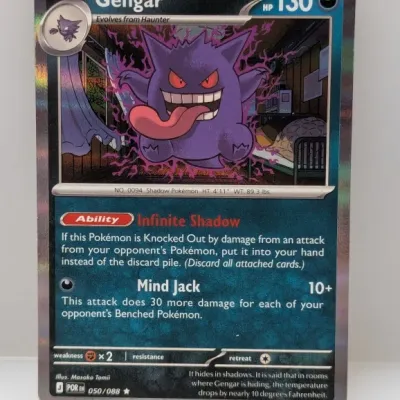 Pokémon Trading Card Game Gengar card (050/088) with reverse holo foil finish.