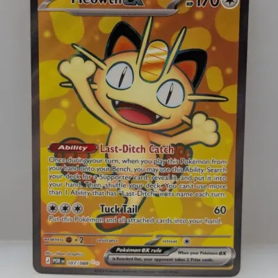 Pokémon Trading Card Game Meowth ex full-art ultra rare card, number 107/088.