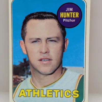 1969 Topps Jim "Catfish" Hunter baseball card (#235) featuring the Oakland Athletics pitcher.