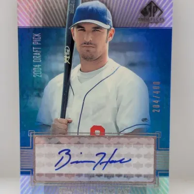 2004 SP Prospects Brian Hall autographed baseball draft pick card, hand-numbered 204/400.