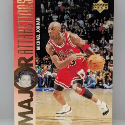 1997-98 Upper Deck Michael Jordan 'Major Attractions' basketball card in sharp, un-graded condition.