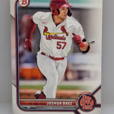 2022 Bowman Prospects Joshua Baez trading card, featuring the St. Louis Cardinals outfielder in good condition.