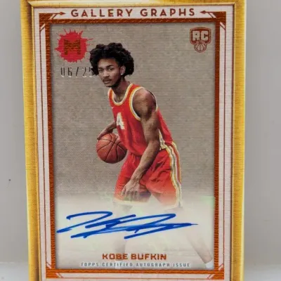 Topps Museum Collection Kobe Bufkin Gallery Graphs rookie autograph basketball card, serial-numbered 06/25.