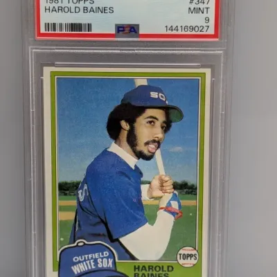 1981 Topps Harold Baines baseball card #347, PSA graded Mint 9.