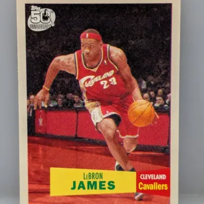 2006-07 Topps LeBron James 50th Anniversary basketball trading card #23, featuring him in his Cleveland Cavaliers uniform.