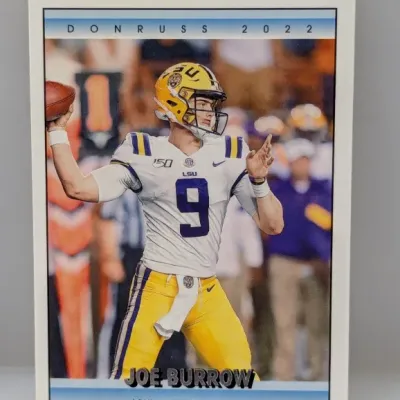 2022 Donruss Joe Burrow LSU Tigers football trading card in good condition.