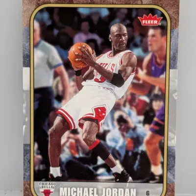 1997-98 Fleer Michael Jordan basketball trading card #23, featuring him in his Chicago Bulls uniform.