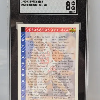 SGC-graded 8 NM/MT 1992-93 Upper Deck #420 Checklist trading card.