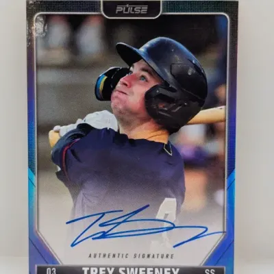 Pulse Trey Sweeney autographed baseball trading card featuring an authentic blue ink signature on the front.