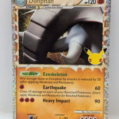 Pokémon Trading Card Game Donphan Prime holo card from the 25th Anniversary Celebrations Classic Collection.
