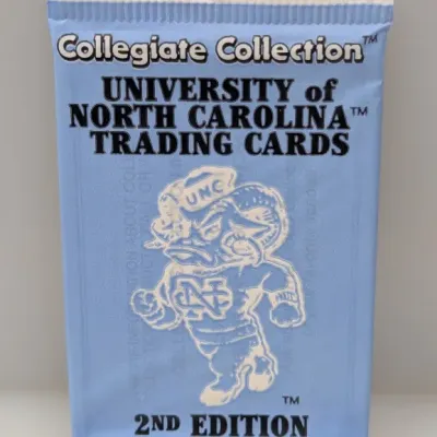 Sealed wax pack of Collegiate Collection University of North Carolina Trading Cards, 2nd Edition.