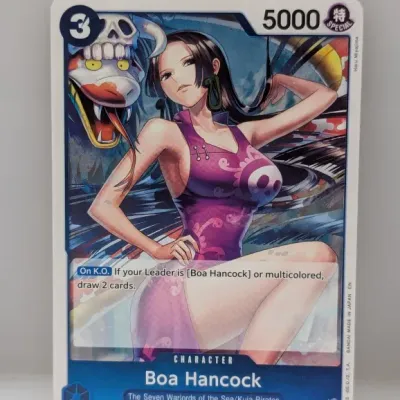 One Piece Card Game Boa Hancock character card (OP13-051 R) featuring special artwork.