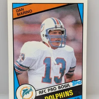 1985 Topps Dan Marino AFC Pro Bowl football trading card, #314, featuring the Miami Dolphins quarterback in overall good condition.