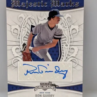 Panini Crusade Majestic Marks autographed baseball card featuring Ron Guidry of the New York Yankees.