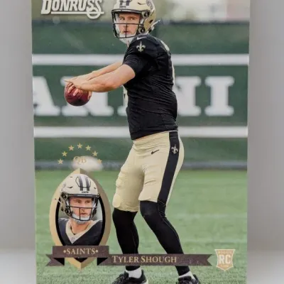 Donruss Tyler Shough New Orleans Saints rookie football trading card.
