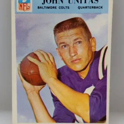 1966 Philadelphia Johnny Unitas Baltimore Colts football card #14, featuring clean corners and sharp color.