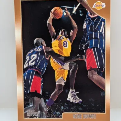 1997-98 Topps Kobe Bryant #121 basketball trading card featuring a copper-toned border and gold foil detailing.