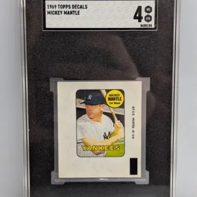 SGC-graded 4 VG-EX 1969 Topps Decals Mickey Mantle baseball card in a protective slab.