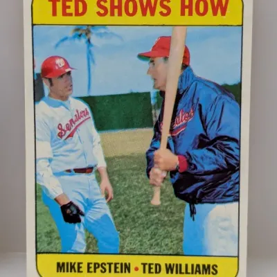 1970 Topps #338 'Ted Shows How' baseball card featuring Mike Epstein and Ted Williams in excellent condition.
