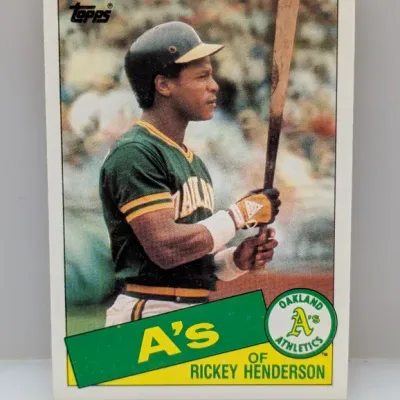 1980 Topps Rickey Henderson rookie baseball card (#482) featuring the Oakland Athletics outfielder.