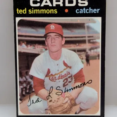 1971 Topps Ted Simmons baseball card #117 featuring the St. Louis Cardinals catcher.