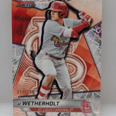 Bowman's Best JJ Wetherholt St. Louis Cardinals baseball card, serial numbered 313/350.